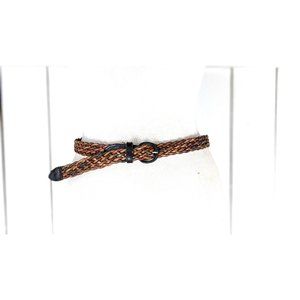 Vintage braided woven multicolor brown leather belt
